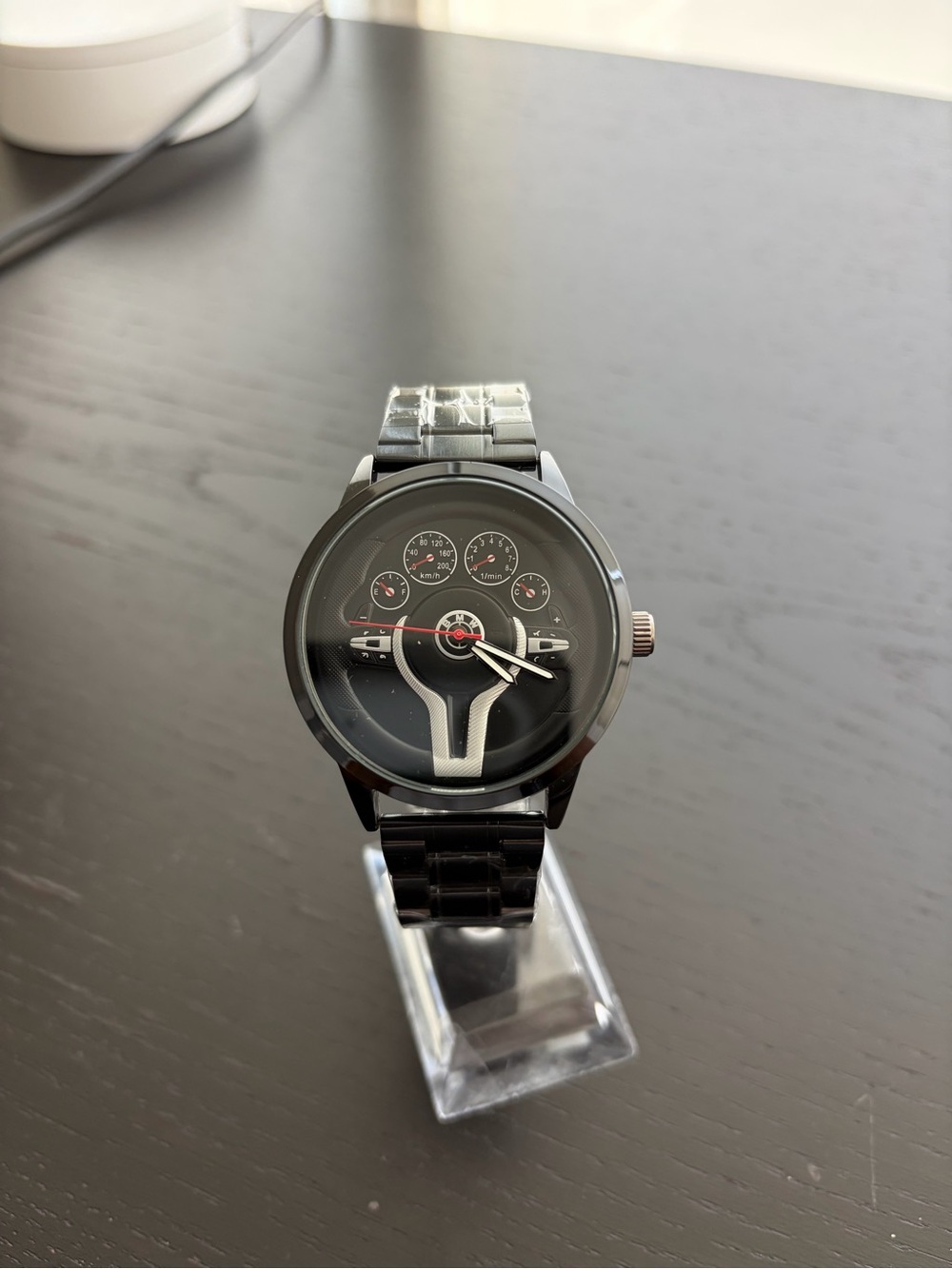 Stylish Black Men’s Wrist Watch with BMW Dashboard Dial